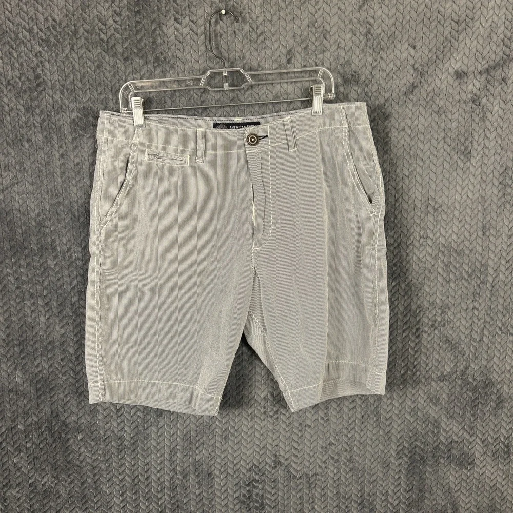 American Eagle Shorts‎ Mens 34 Blue White Pinstripe Classic 100% Cotton Casual